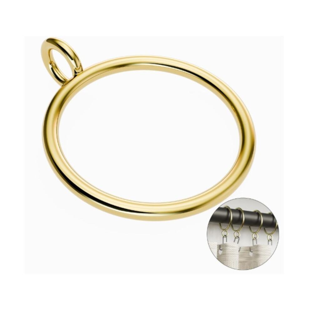Gold Metal Curtain Rings w/ Eyelets 50 Pack 1.25” Drapery Rings Fits 1” Rod